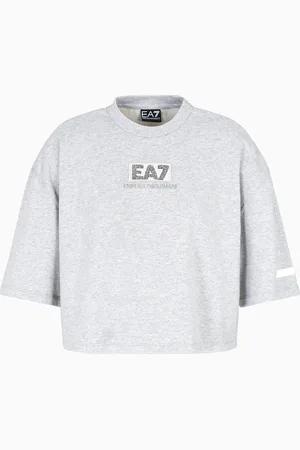 EA7 Logo Series cotton-blend cropped T-shirt