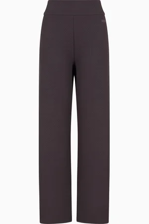 EA7 Stretch-cotton blend wide-leg trousers