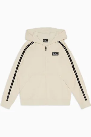 EA7 Logo Series Boy hooded cotton sweatshirt