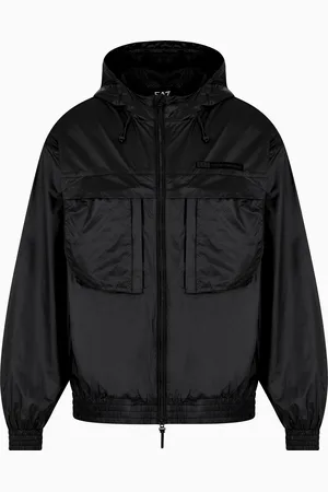 EA7 Nylon hooded jacket with zip