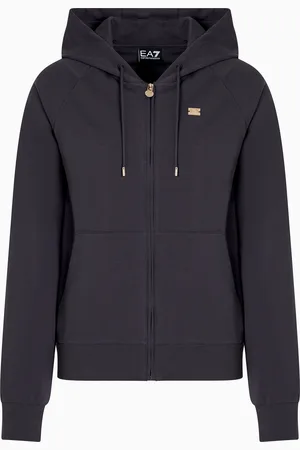 EA7 Stretch-cotton hooded Core Lady sweatshirt