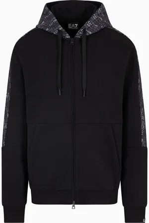 EA7 Cotton-blend hooded Logo Series sweatshirt