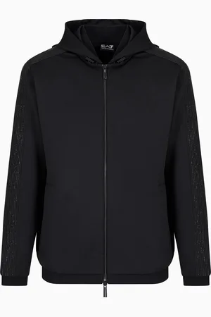 EA7 Gold Label stretch technical twill hooded sweatshirt