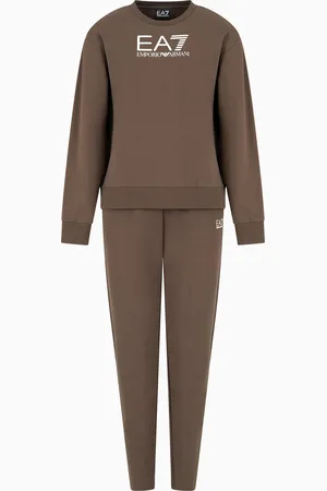 EA7 Stretch-cotton tracksuit with logo