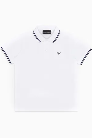 Emporio Armani Stretch piqué polo shirt with striped trim