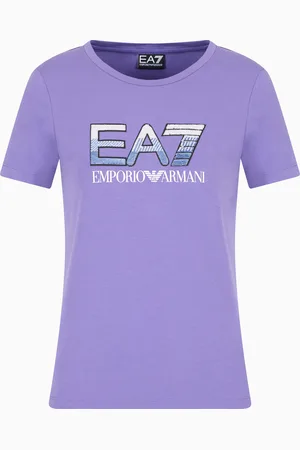 EA7 Logo Series stretch-cotton crew-neck T-shirt with sequin logo