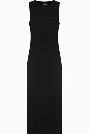 EA7 Logo Series stretch-cotton long dress
