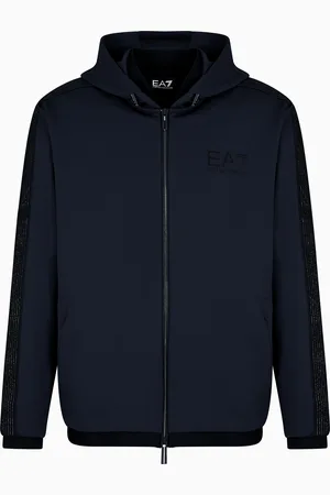 EA7 Gold Label stretch technical twill hooded sweatshirt