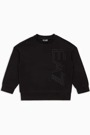 EA7 Logo Series Boy stretch-cotton crew-neck sweatshirt