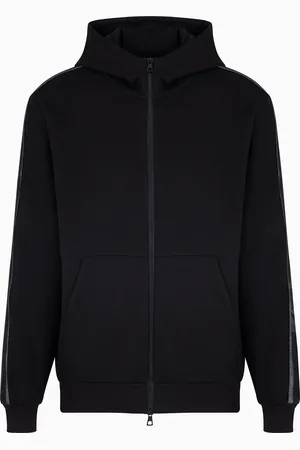 EA7 Logo Series hooded cotton-jersey sweatshirt