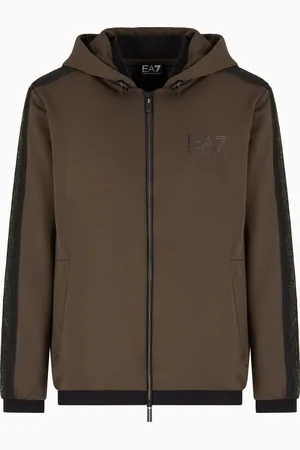 EA7 Gold Label stretch technical twill hooded sweatshirt