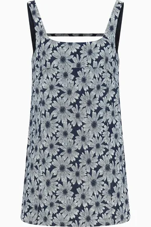 Emporio Armani Denim dress with all-over jacquard daisies from the Peace capsule collection