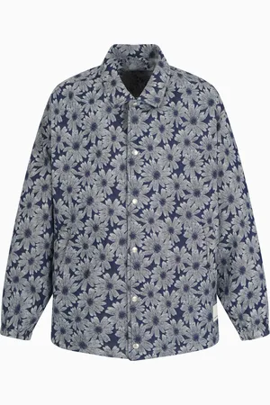 Emporio Armani ASV denim jacket with all-over jacquard flowers from the Peace capsule collection