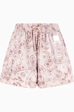 Emporio Armani ASV satin shorts with all-over paisley print from the Peace capsule collection