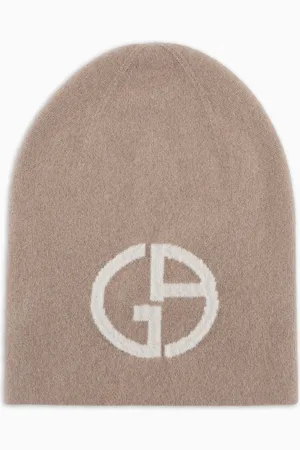 Giorgio Armani Cashmere jacquard logo beanie