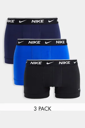 Nike 3 pack cotton stretch trunks in black/navy/blue
