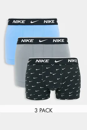 Nike 3 pack cotton stretch trunks in blue/grey/black