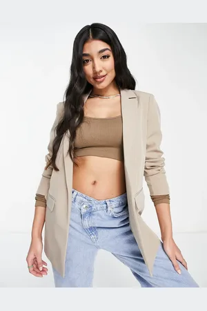 Pieces® Tailored oversized blazer in beige