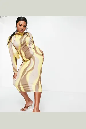 ASOS ASOS DESIGN Curve midi column dress in blurred swirl print
