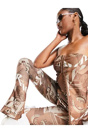 AsYou Printed bengaline puddle trouser in chocolate