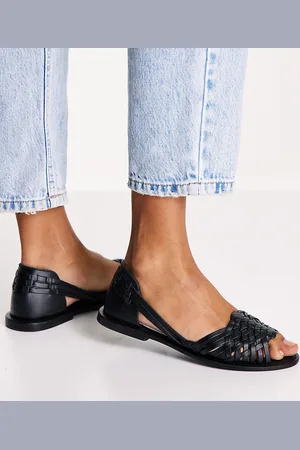 ASOS Wide Fit Francis leather woven flat sandals in
