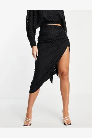 ASOS Broderie drape midi skirt in