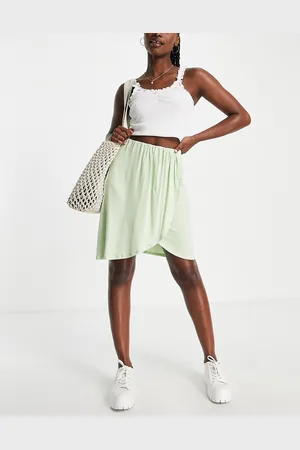 Pieces® Wrap front mini skirt in pale