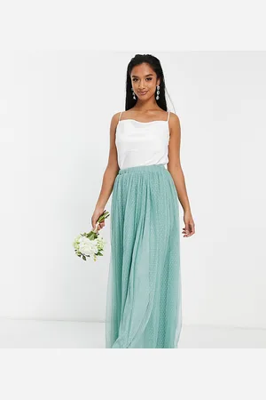 Beauut Bridesmaid tulle maxi skirt in aqua sage