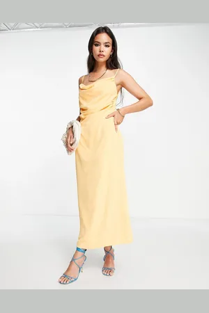 Pretty Lavish Keisha ruched midaxi dress with thigh split in matte