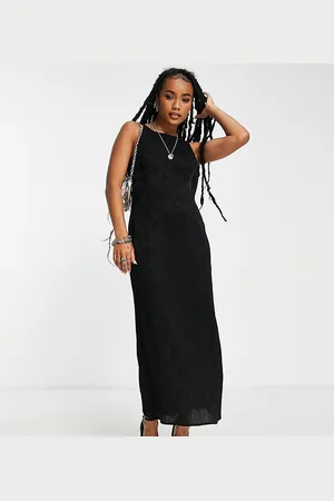 Topshop Shirred strap midi dress in
