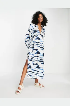 Topshop Horizontal tie dye riviera midi dress in