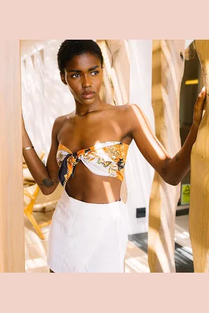 Labelrail X Eva Apio scarf print bandeau top in