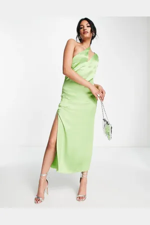 Pretty Lavish Cut out asymmetric satin midaxi dress in
