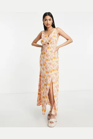 & OTHER STORIES Blend maxi dress with split front and ring front detail in retro floral