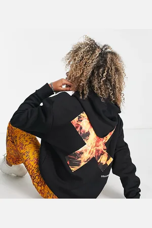 COLLUSION Unisex hoodie with flame logo print