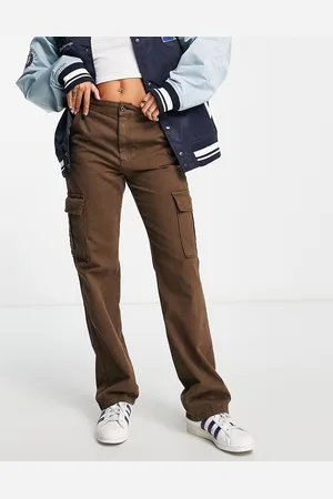 Stradivarius Petite straight leg cargo trouser in khaki