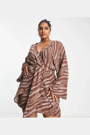 Pretty Lavish Knot front satin mini dress in stripe