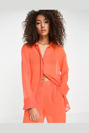 NA-KD Co-ord sheer oversized shirt in
