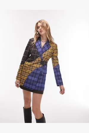Topshop + PETITE Double Breasted Check Jacket
