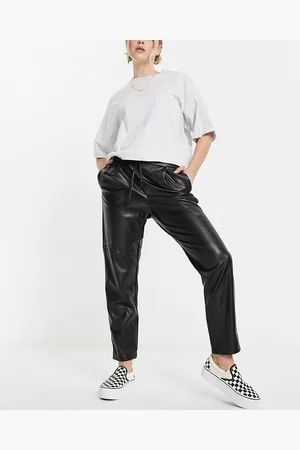 VILA Leather look joggers in