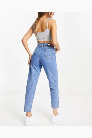 Tommy Hilfiger Ultra high rise mom jean in mid wash