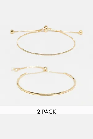 ASOS Pack of 2 bracelets with simple toggle detail in tone