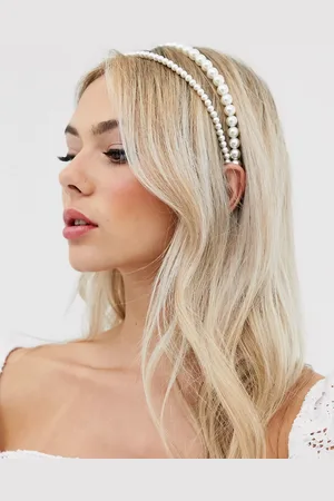 DesignB London Double row headband in pearl