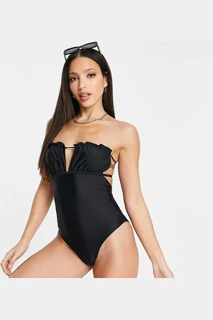 ASOS Tall bandeau frill swimsuit in