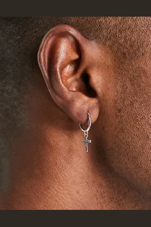 Icon Brand Hoop earrings with cross charms in