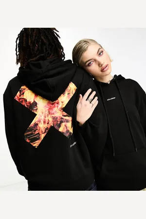 COLLUSION Unisex hoodie with flame logo print