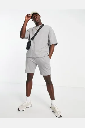 ASOS Tracksuit with short sleeve sweatshirt and slim shorts in marl