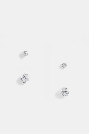 ASOS 2 pack stud earring set with crystal in tone