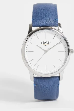 Limit Unisex faux leather watch in blue with white dial