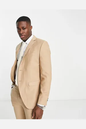 JACK & JONES Premium slim fit single breasted suit jacket in sand